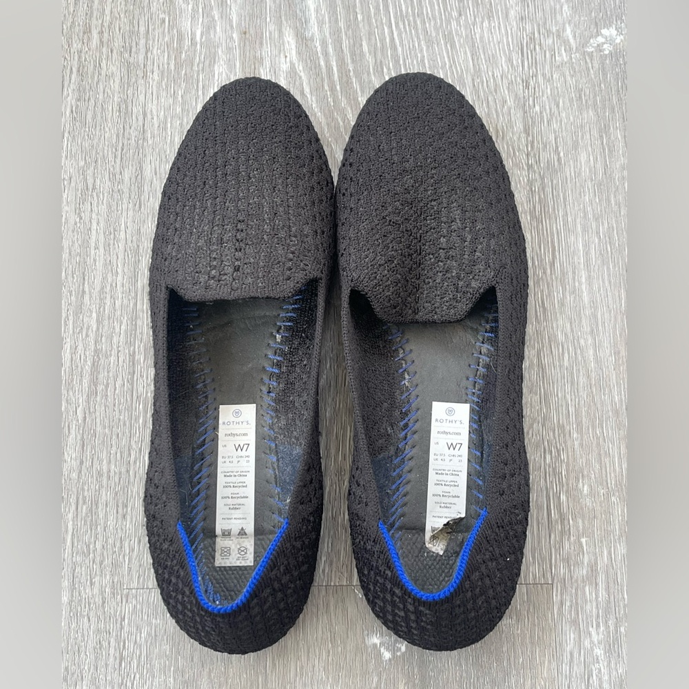 Rothy’s Black Honeycomb Knit Loafers Size 7 - Picture 5 of 6